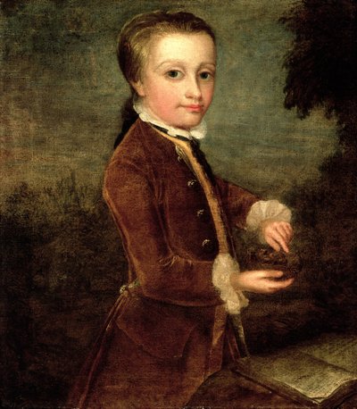 Portrait of Wolfgang Amadeus Mozart (1756-91) Aged Eight, Holding a Bird